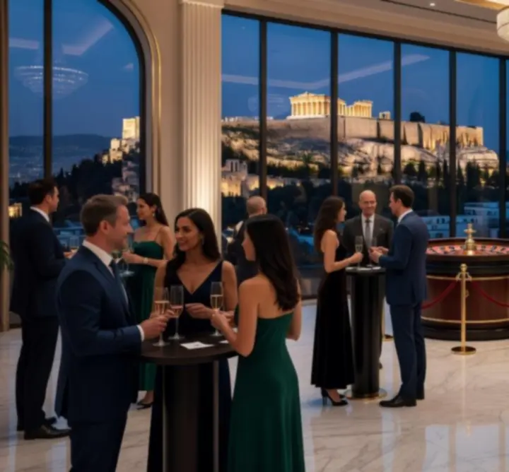 Σύγχρονη εταιρική εκδήλωση στην Αθήνα με πολυτελή διακόσμηση και καλεσμένους.