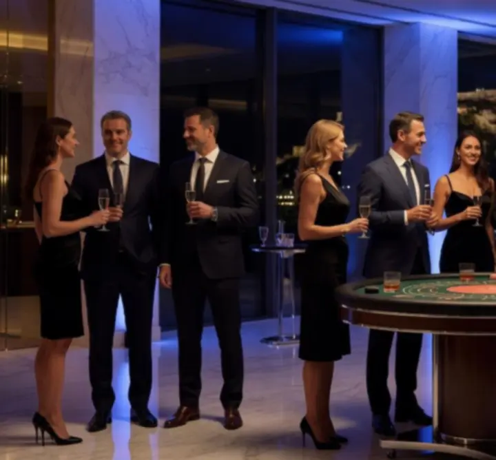 Networking event με premium ατμόσφαιρα nightlife και casino-style διακόσμηση στην Αθήνα.